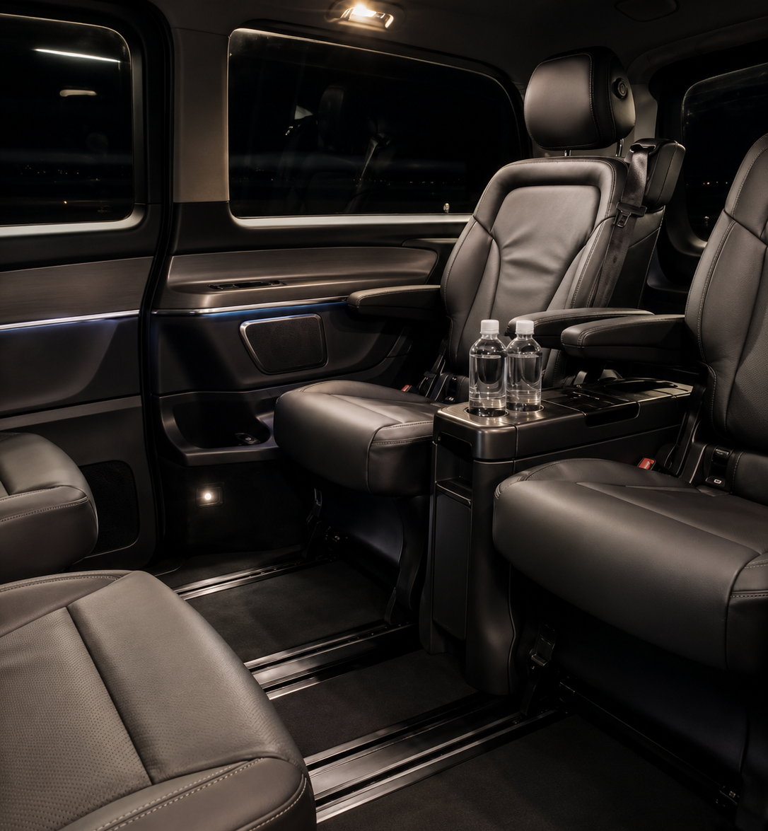 Premium van interior with private chauffeur service